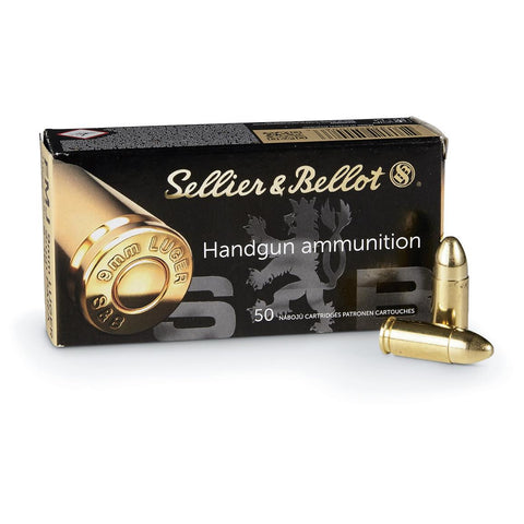 Sellier & Bellot, 9mm, FMJ, 124 Grain, 50 Rounds