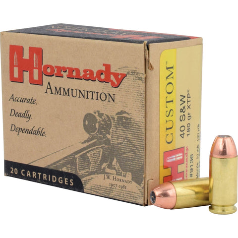 Hornady Custom Ammunition 40 S&W 180 Grain XTP Jacketed Hollow Point Box of 20
